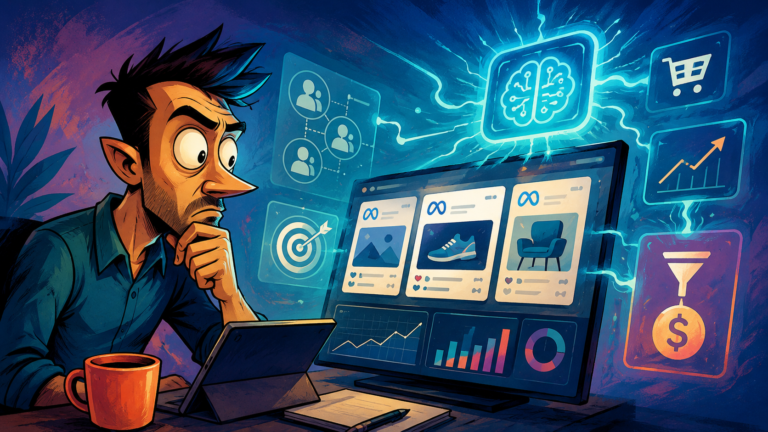 Meta Ads con IA y trafficker digital optimizando campañas publicitarias
