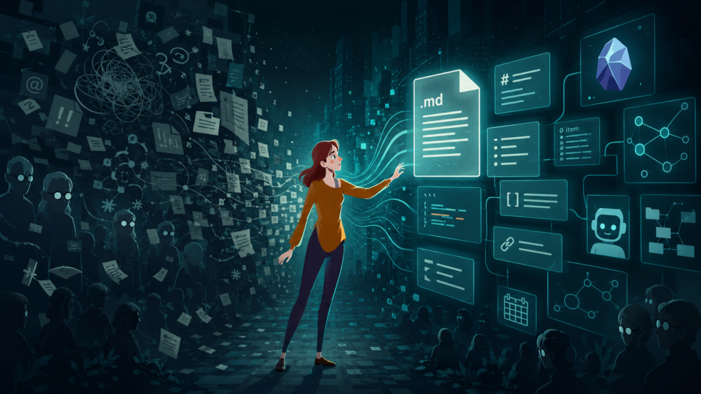 qué es Markdown y cómo ayuda a estructurar información para IA Obsidian GitHub Claude Skills y automatización